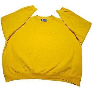 Starter Sweatshirt Mens XL Yellow Heavyweight Crewneck Pullover Embroidered Logo